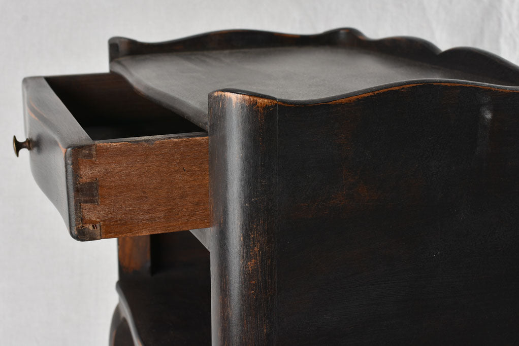 Louis XV style nightstand with black paint finish