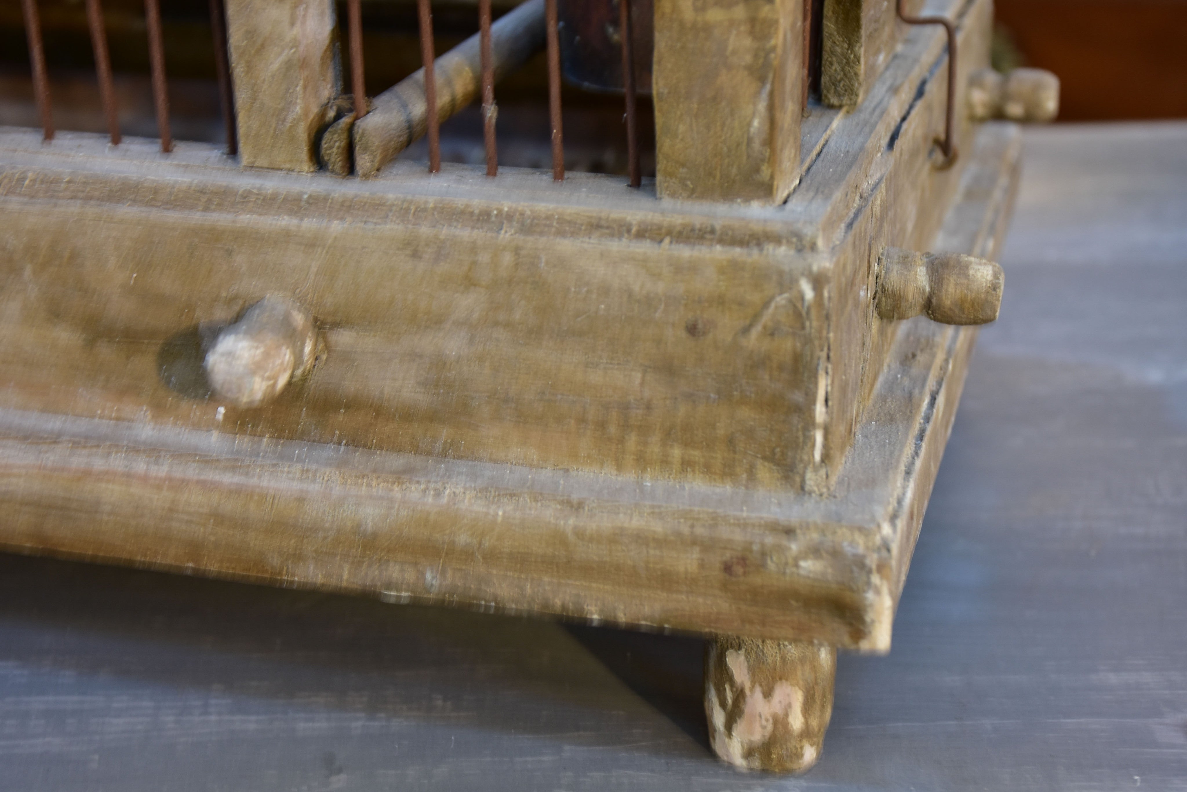 Antique French birdcage with pitched roof