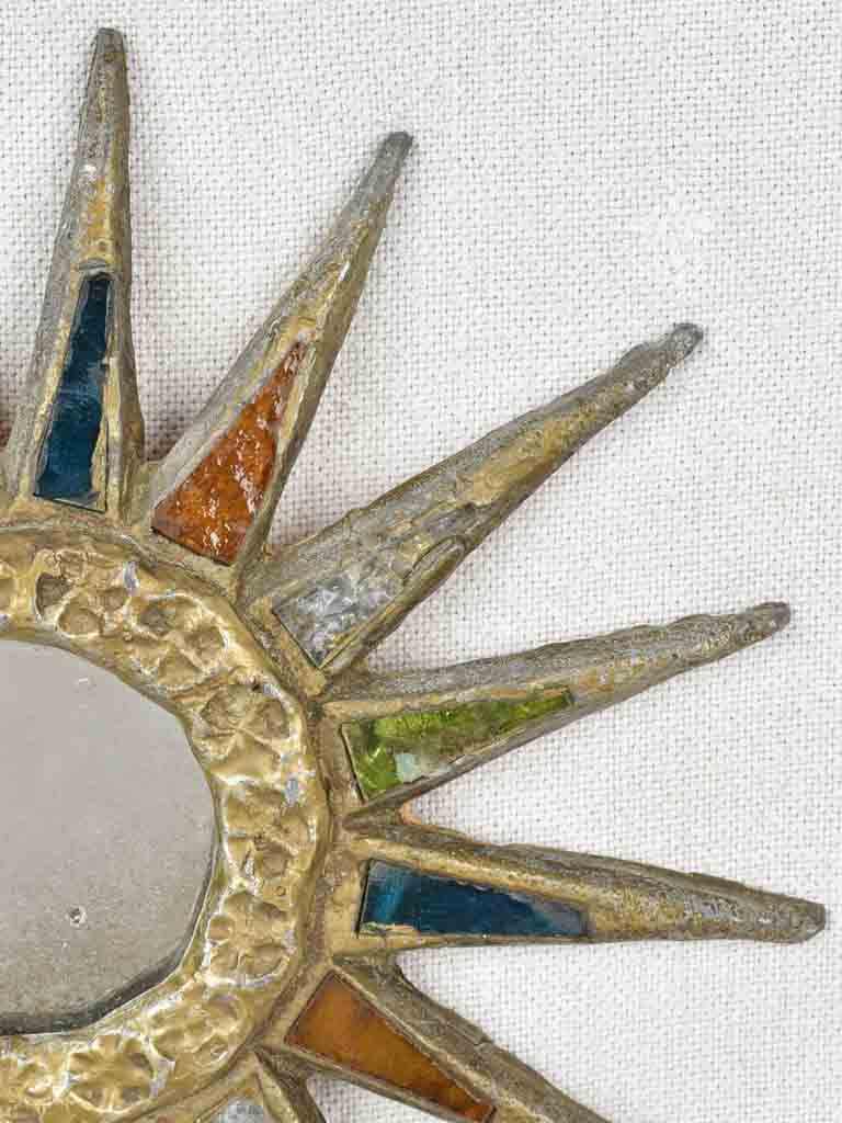 Small Vintage sunburst mirror - Line Vautrin style 8¾"