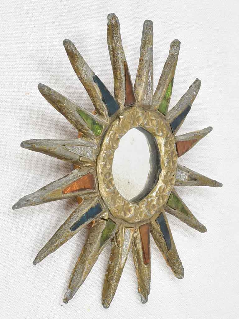 Small Vintage sunburst mirror - Line Vautrin style 8¾"