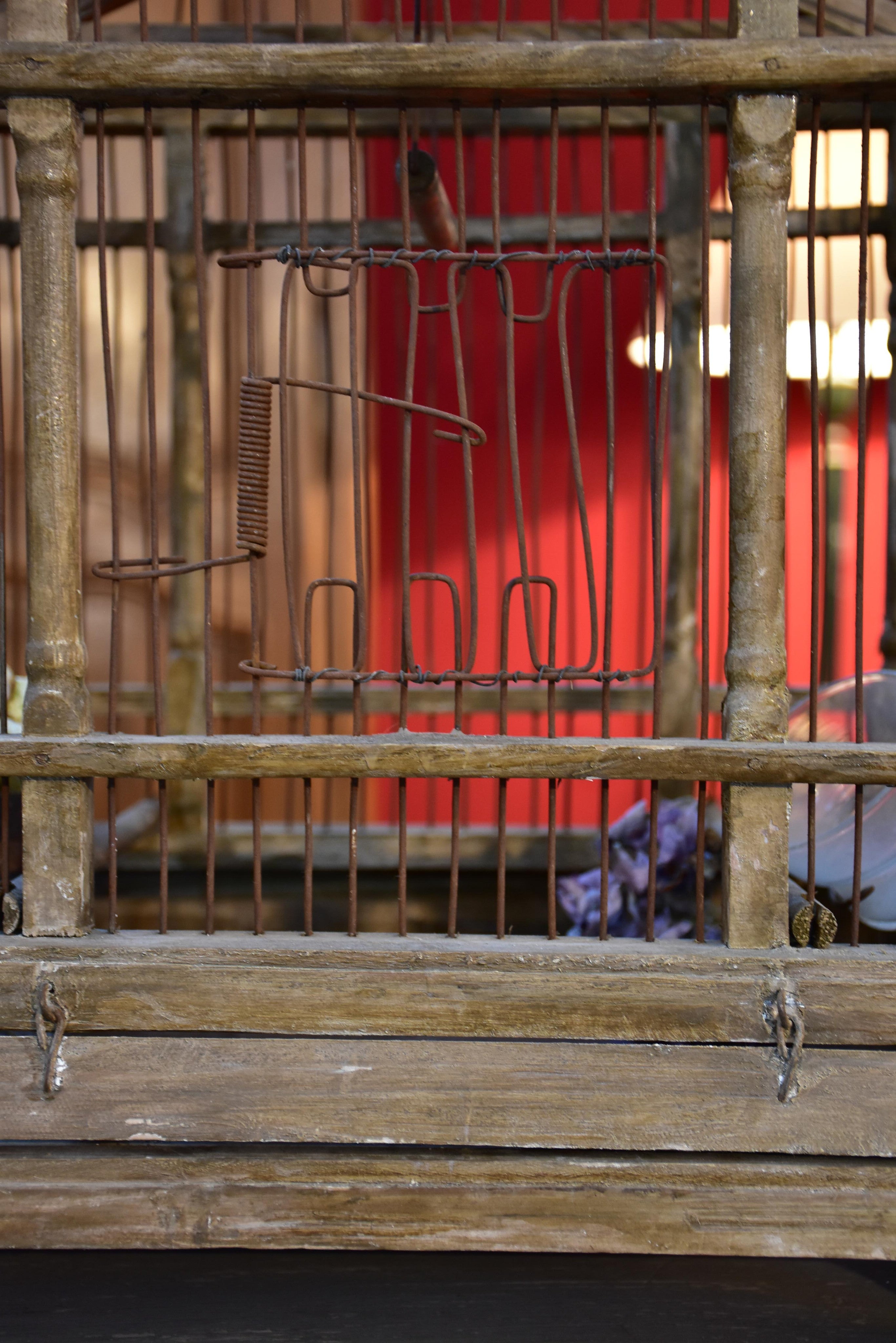 Antique French birdcage with pitched roof