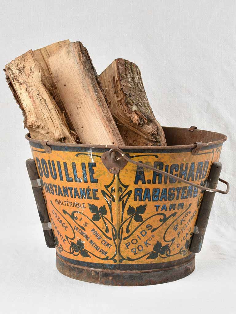 Antique French industrial bucket 17¼"