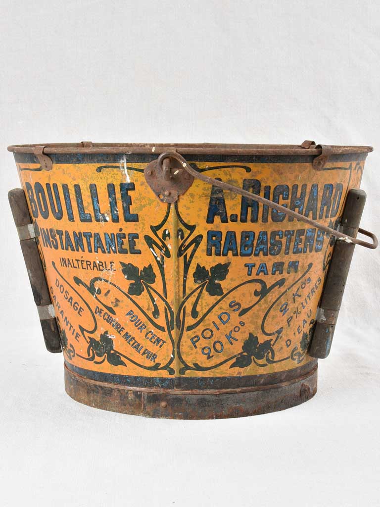 Antique French industrial bucket 17¼"