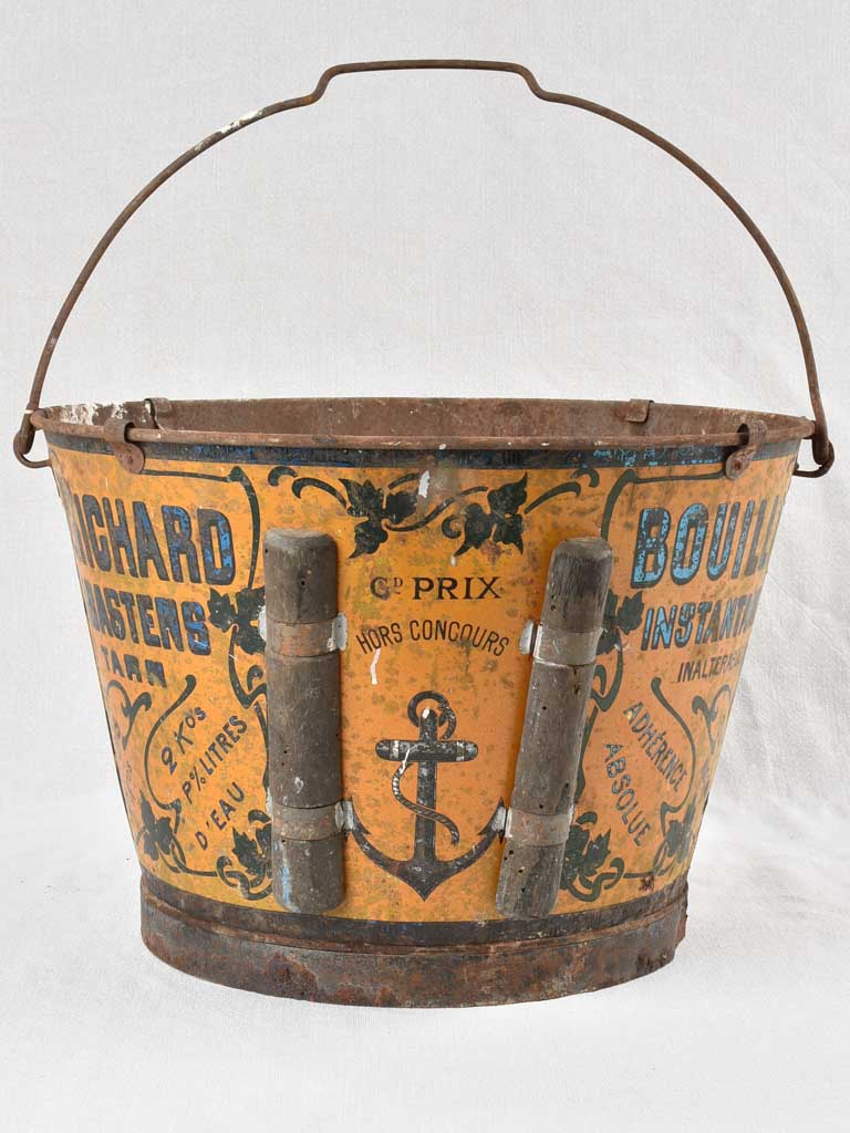Antique French industrial bucket 17¼"
