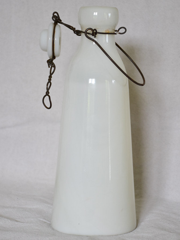 Antique French opaline milk glass milk bottle