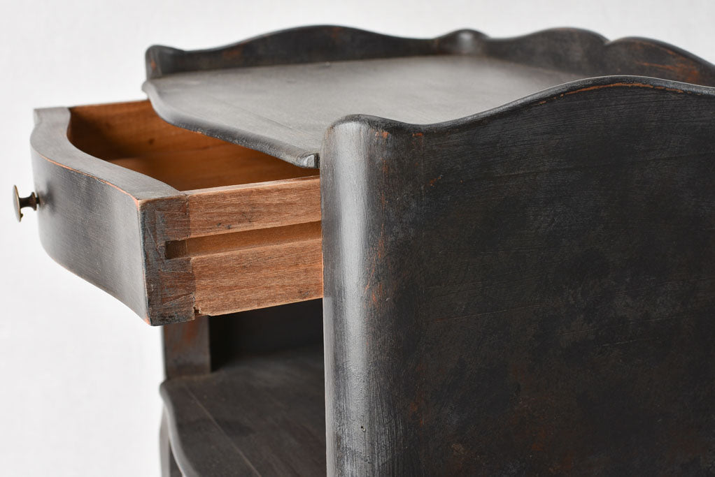 Pair of Louis XV style nightstands with black paint finish