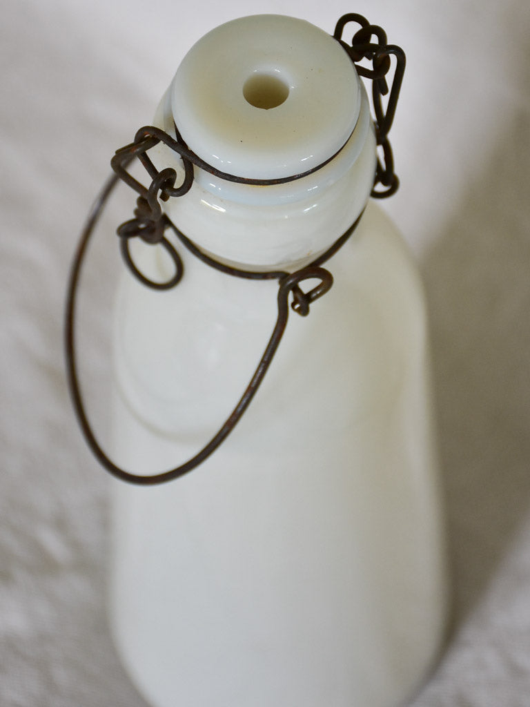 Antique French opaline milk glass milk bottle