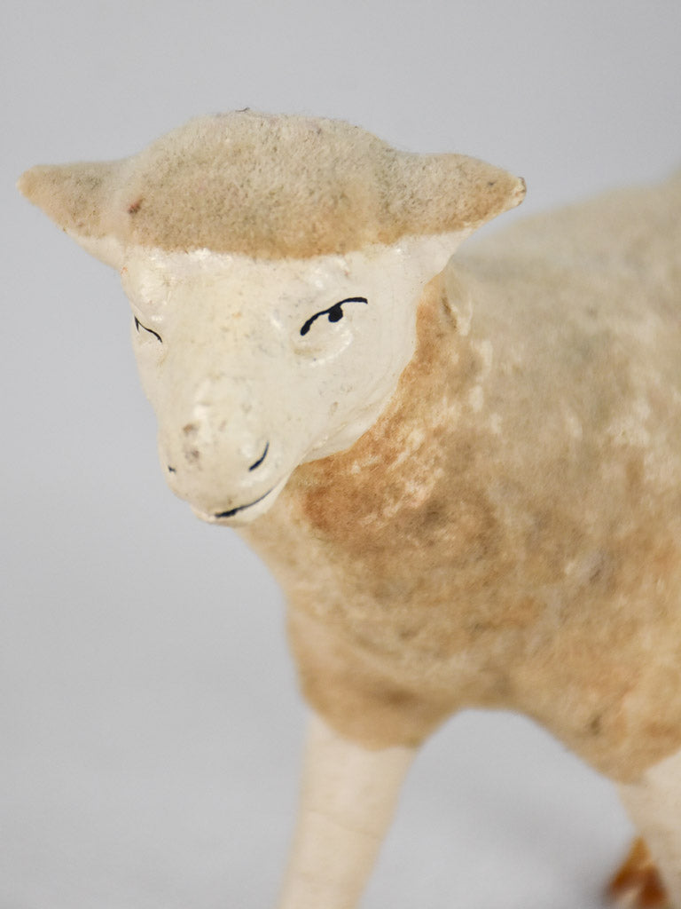 Small 19th-century sculpture of a lamb for a Christmas nativity scene 4¼"