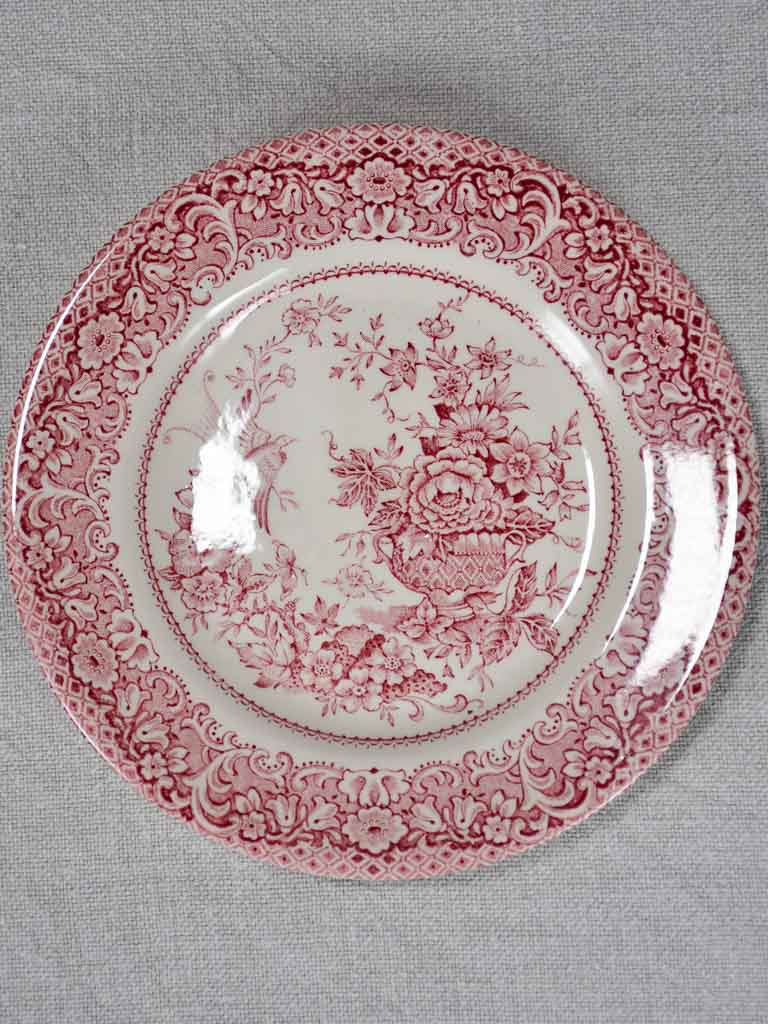 Set of six vintage plates - English ironstone - flower basket 6¾"