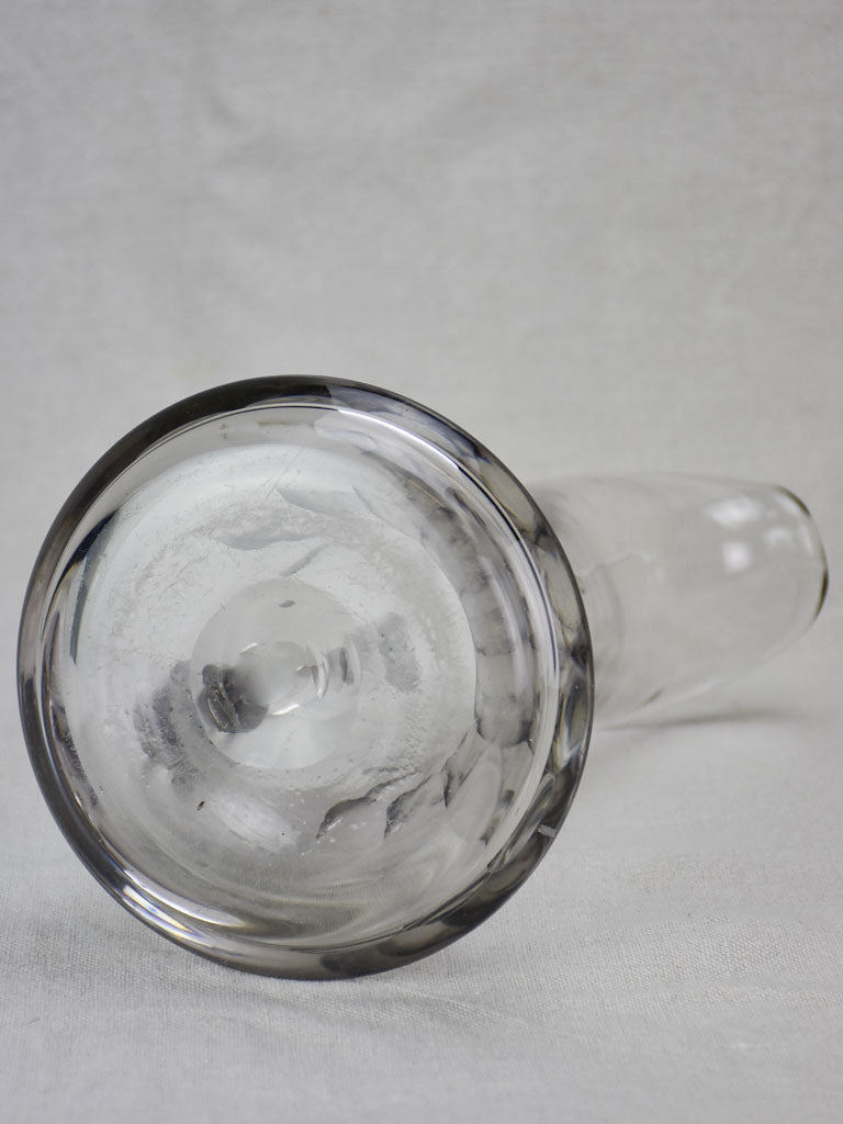 Antique French cider pitcher, blown glass with monogram