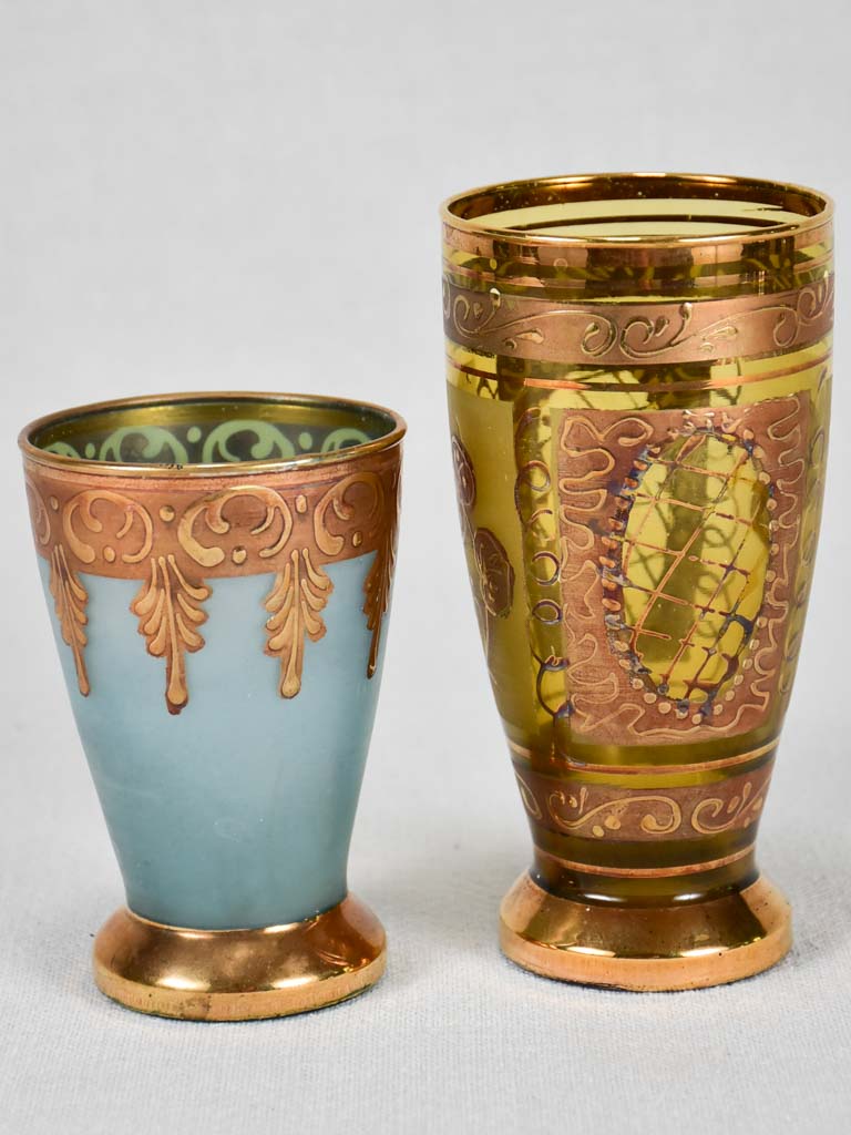 Two vintage hand-painted Syrian glasses