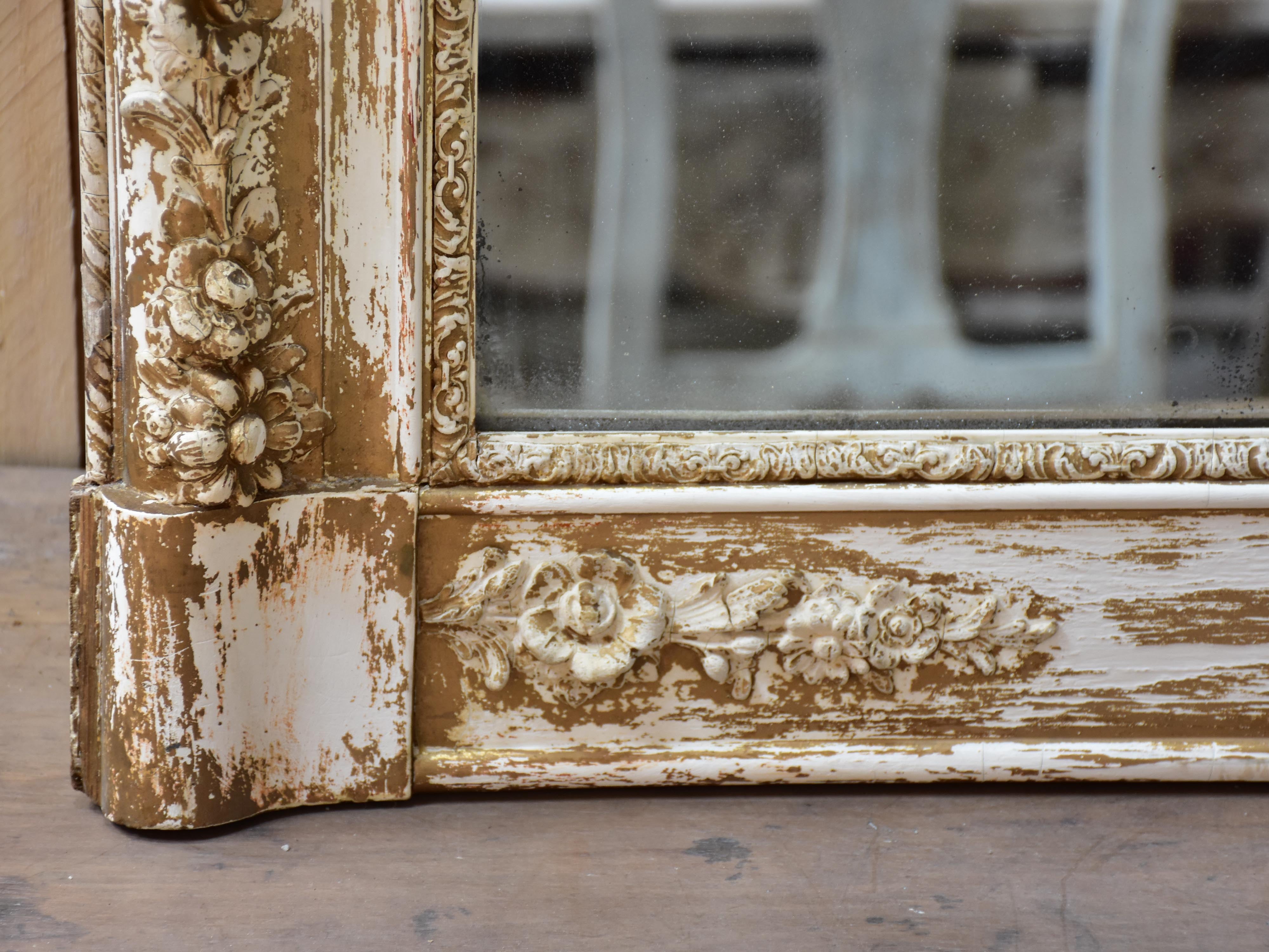 Extra-large mirror with white and gilded frame