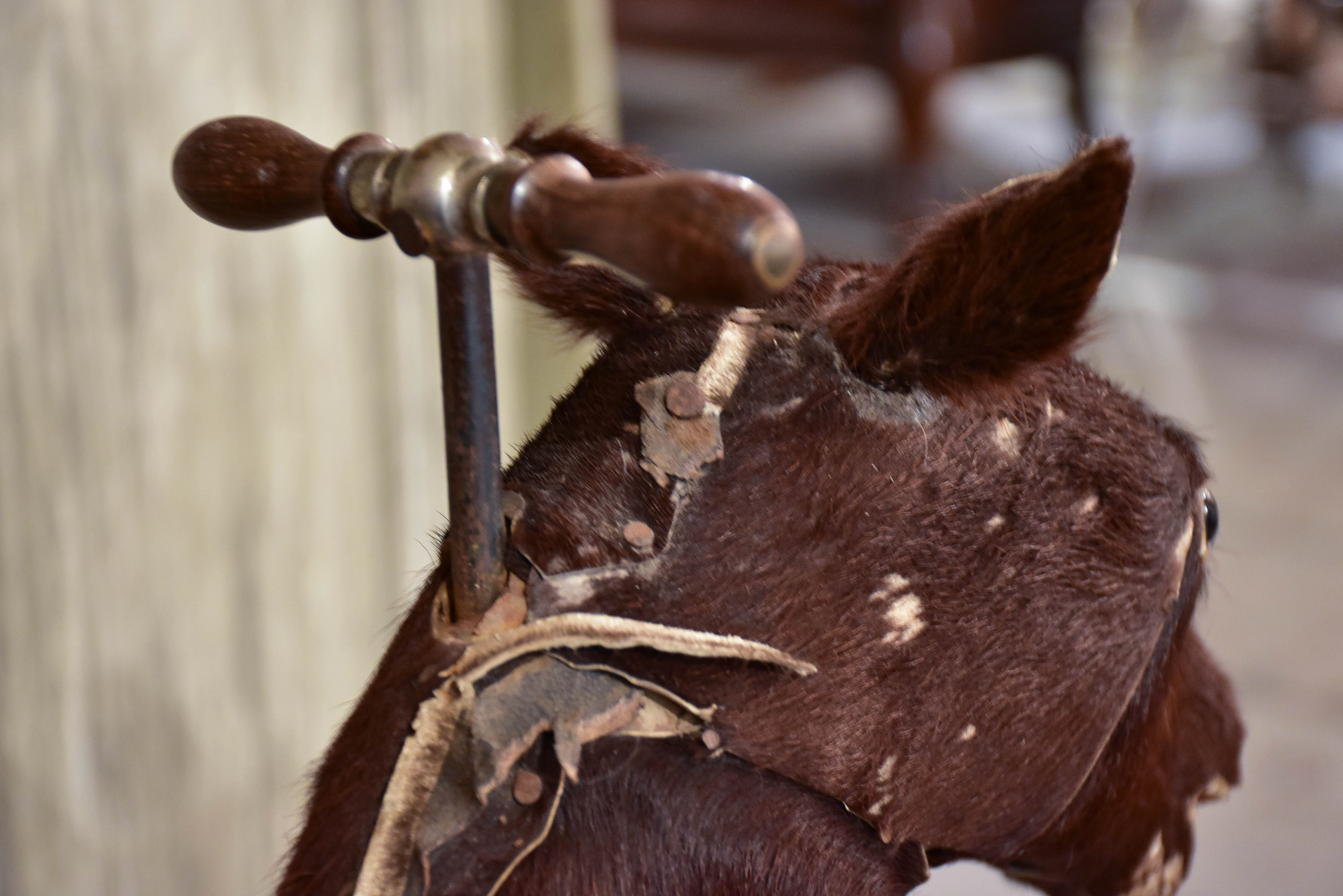 Antique French toy horse with moving mechanism