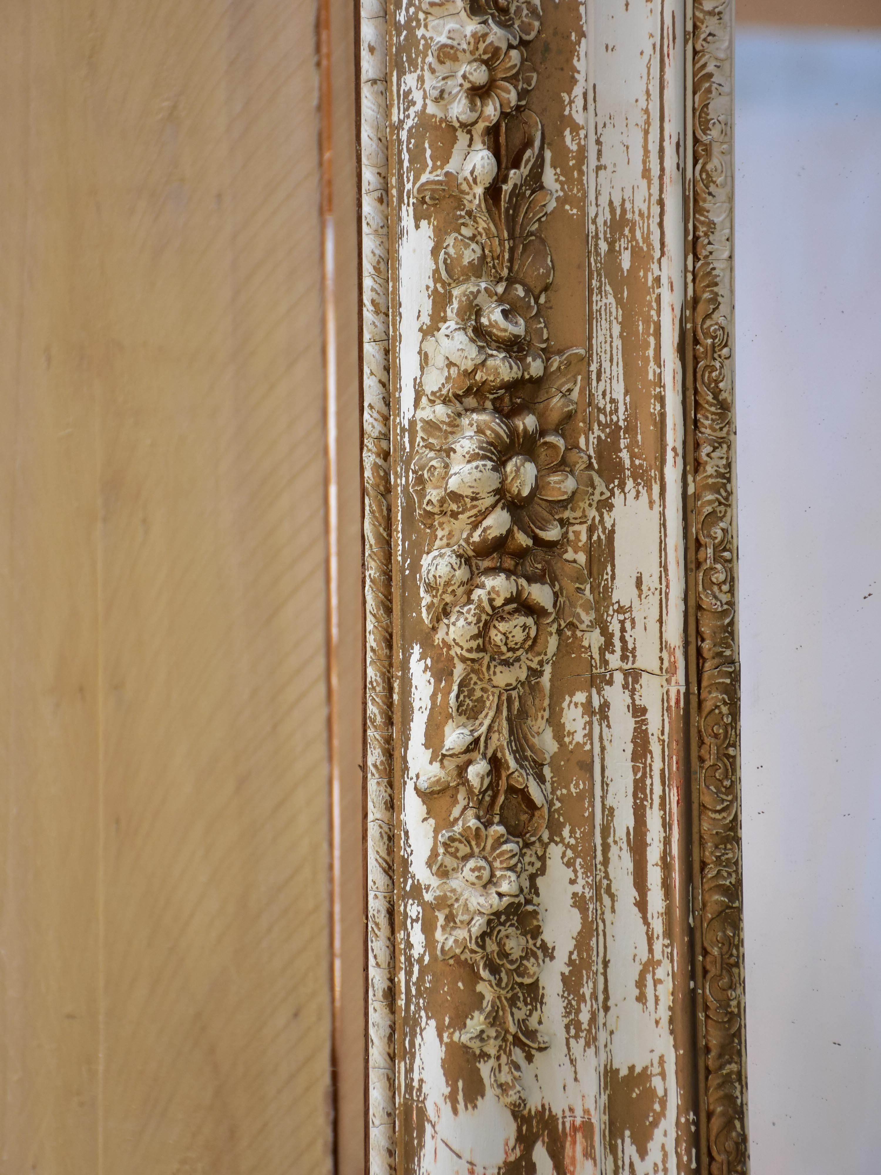 Extra-large mirror with white and gilded frame