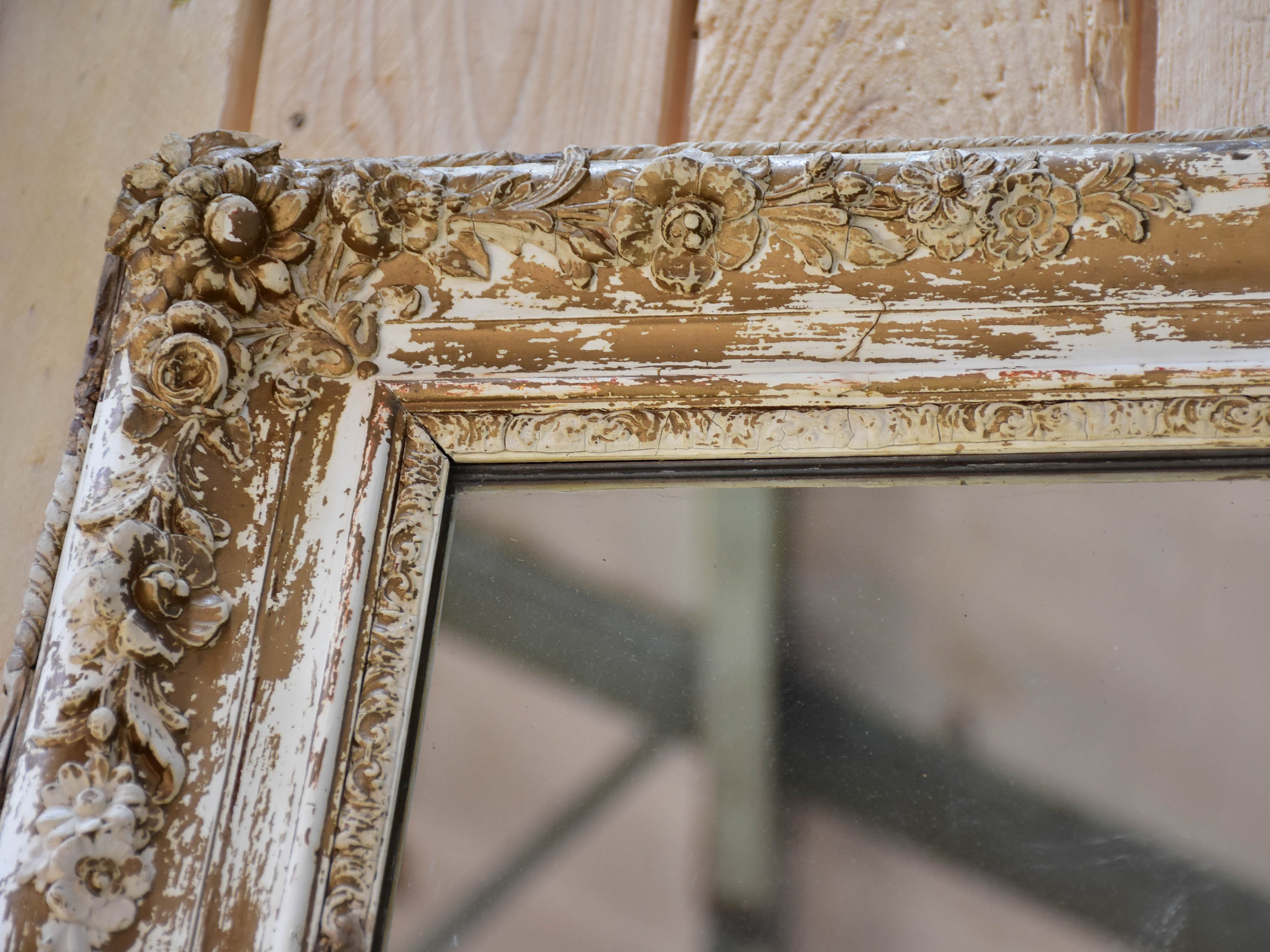Extra-large mirror with white and gilded frame