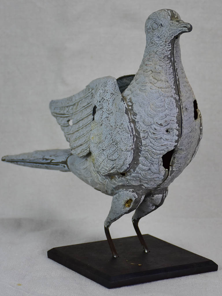 RESERVED Antique French weather vane pigeon mounted on iron block