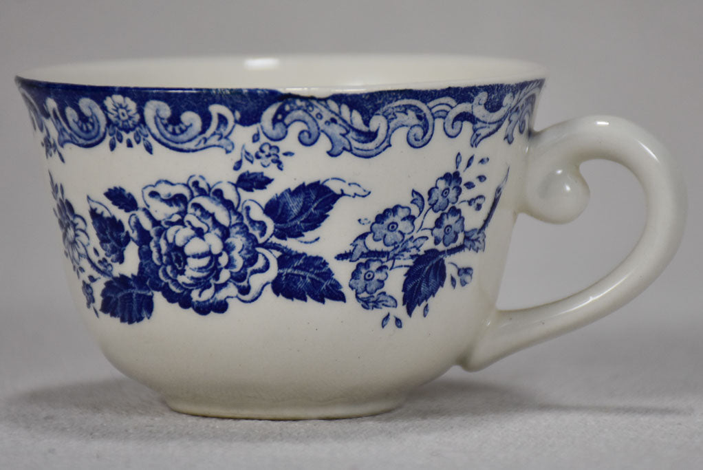 Eight vintage English blue and white tea cups
