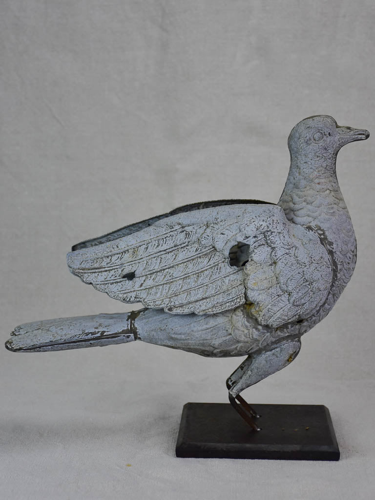 RESERVED Antique French weather vane pigeon mounted on iron block