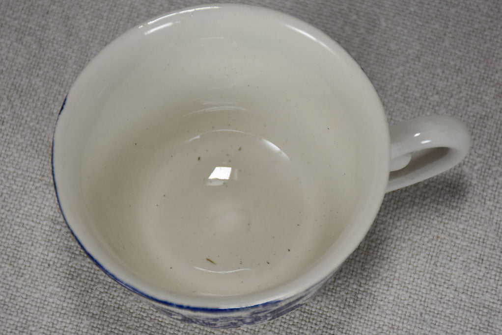 Eight vintage English blue and white tea cups