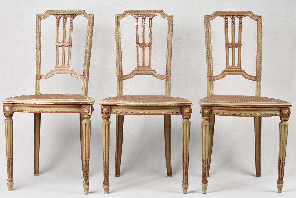 Set of 3 Louis XVI style cane chairs