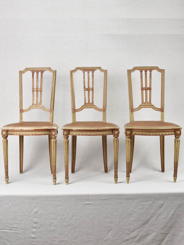 Set of 3 Louis XVI style cane chairs