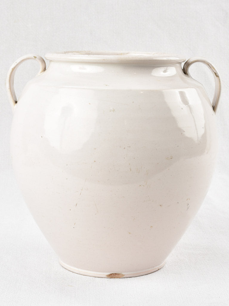 Large antique French preserving pot - pale pink glaze 10¼"