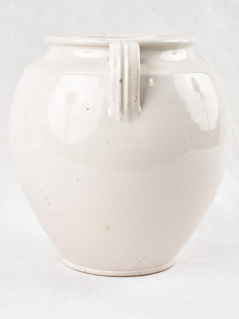 Large antique French preserving pot - pale pink glaze 10¼"