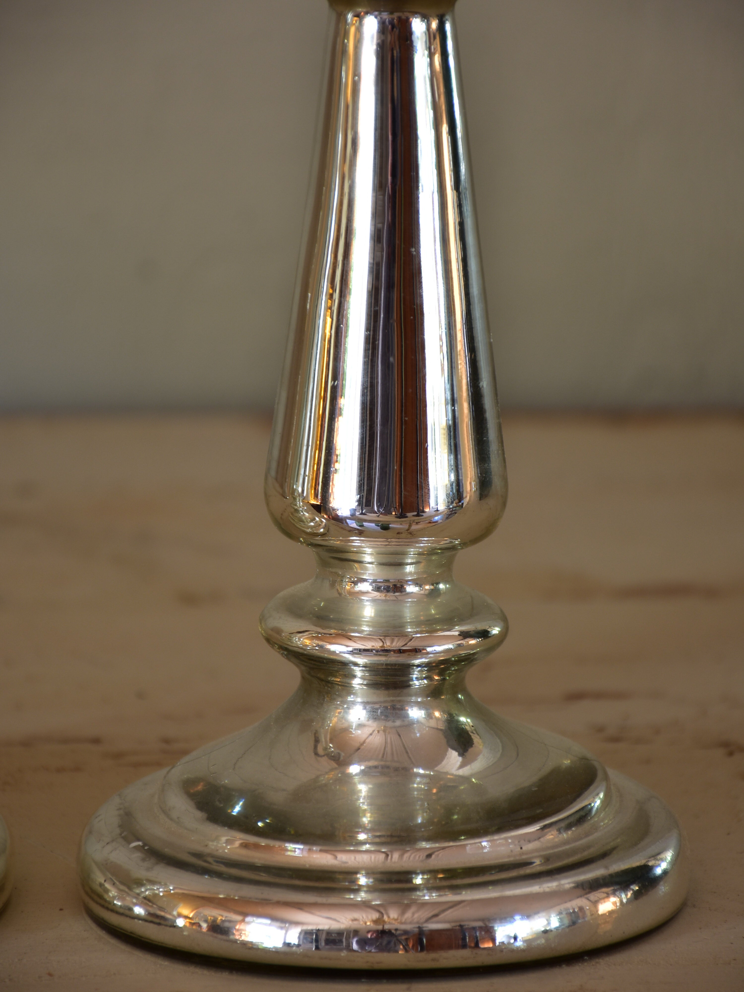 Pair of 18th century mercury glass candlesticks
