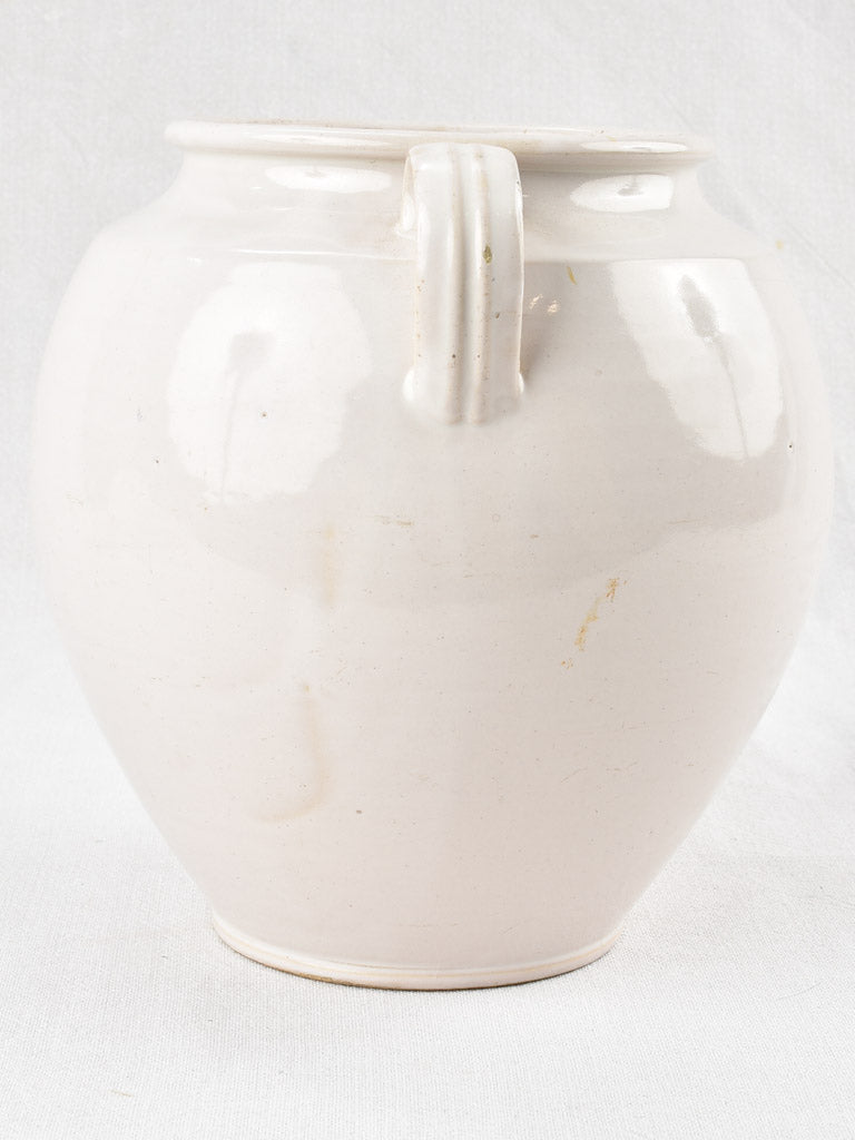 Large antique French preserving pot - pale pink glaze 10¼"