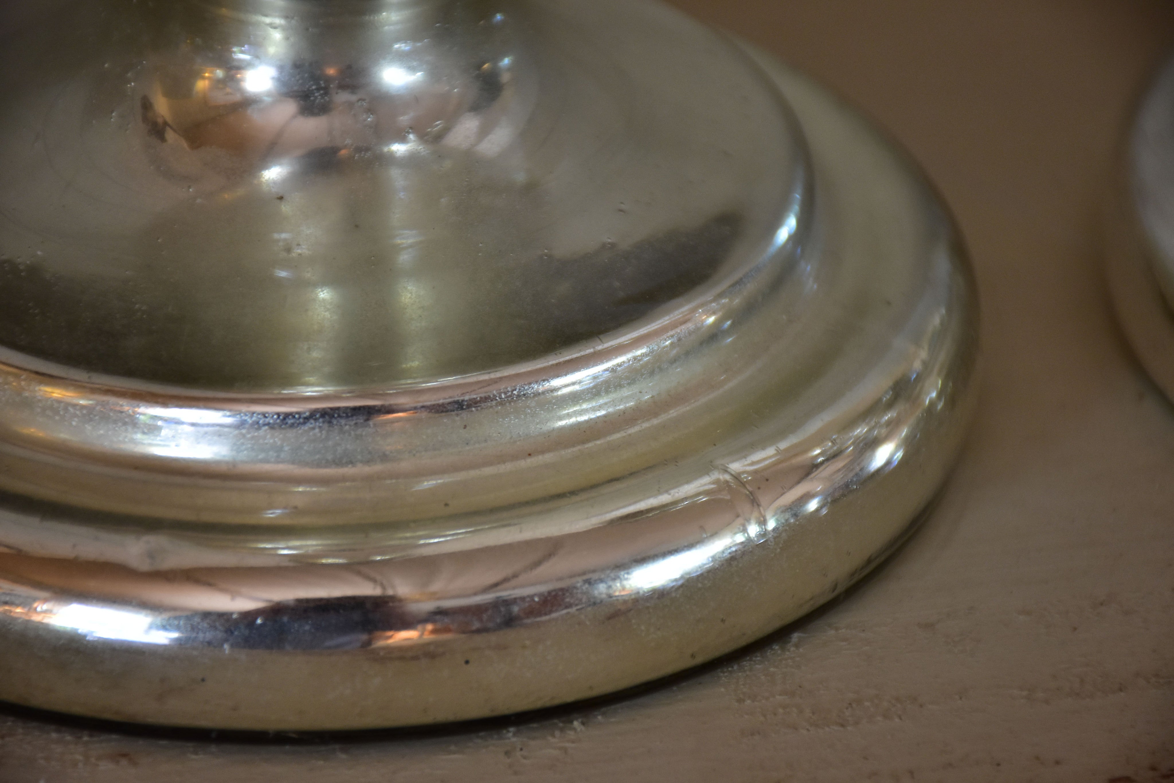 Pair of 18th century mercury glass candlesticks