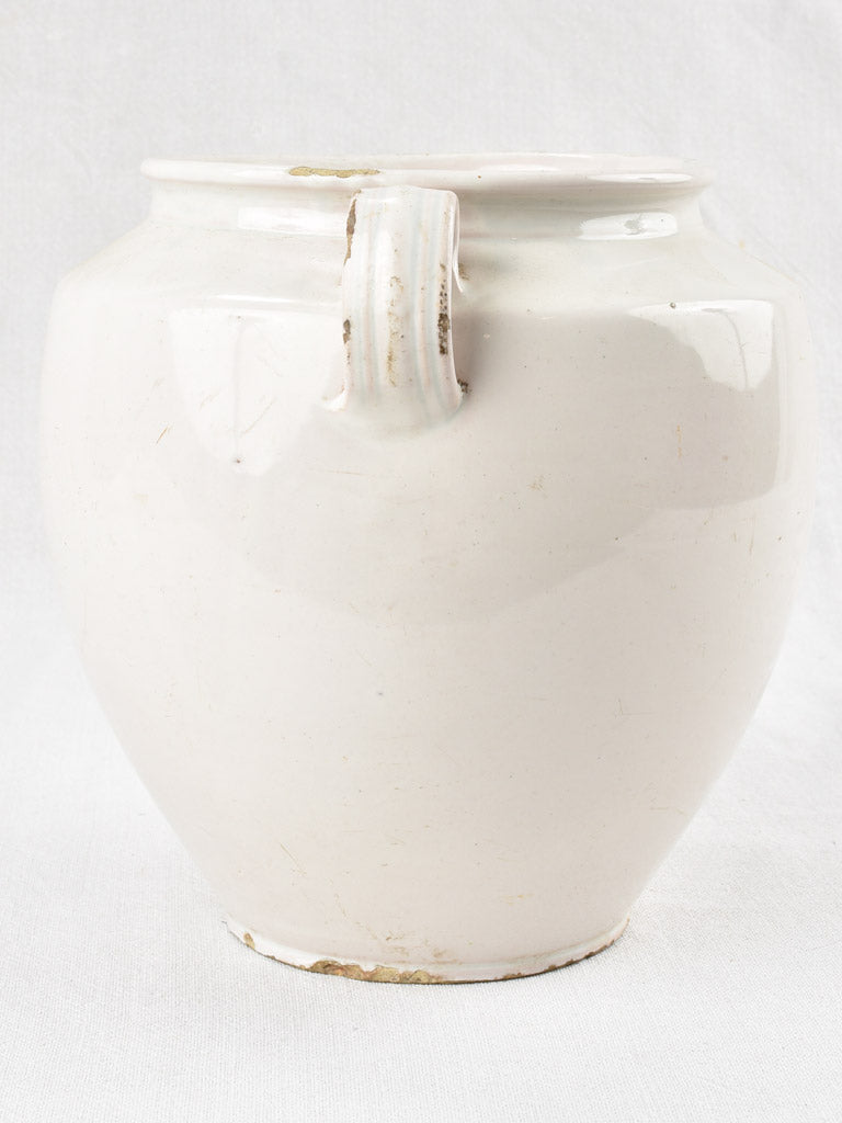 Large antique French preserving pot - white 9¾"