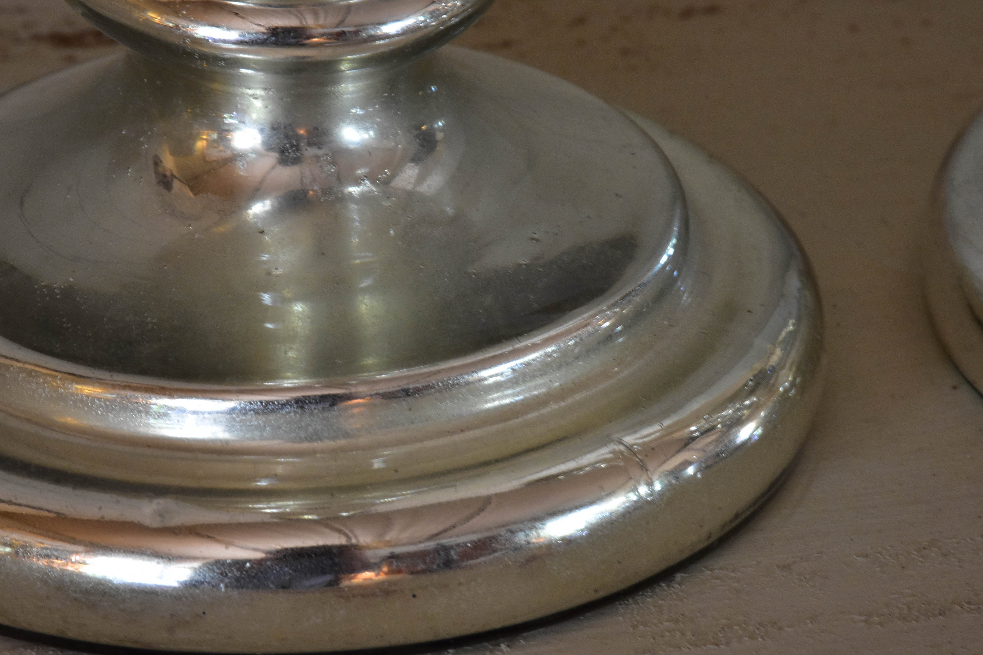 Pair of 18th century mercury glass candlesticks