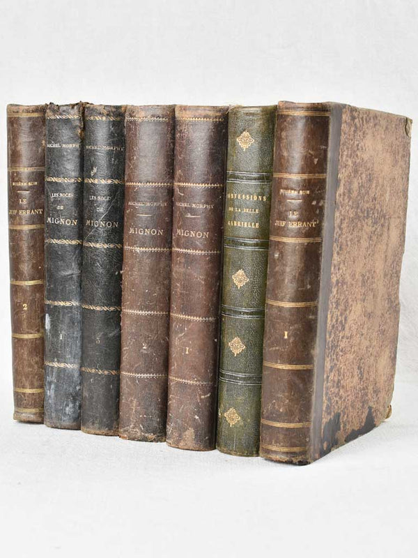 Antique leatherbound French literature collection
