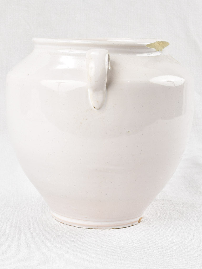 Large antique French preserving pot - pink hue 9"