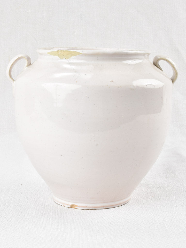 Large antique French preserving pot - pink hue 9"