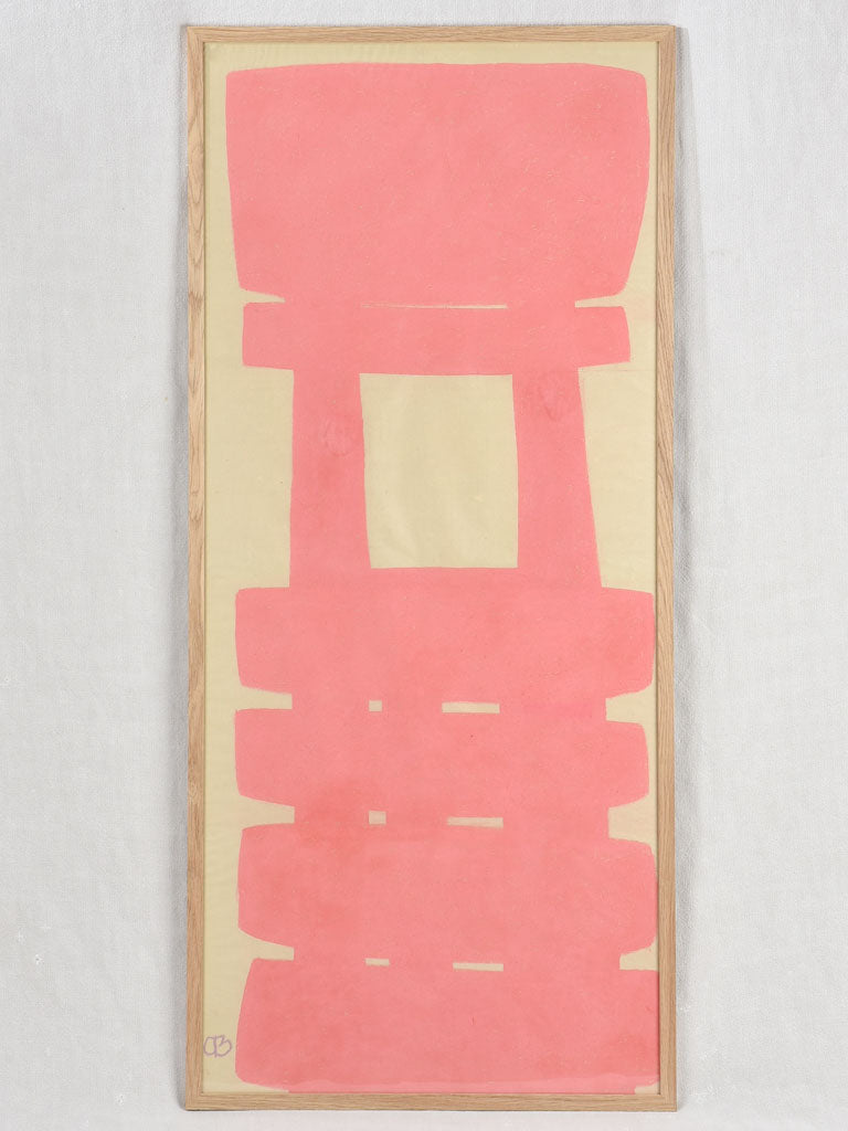 Large still life - pink slatted chair - Caroline Beauzon 55" x 24¾"