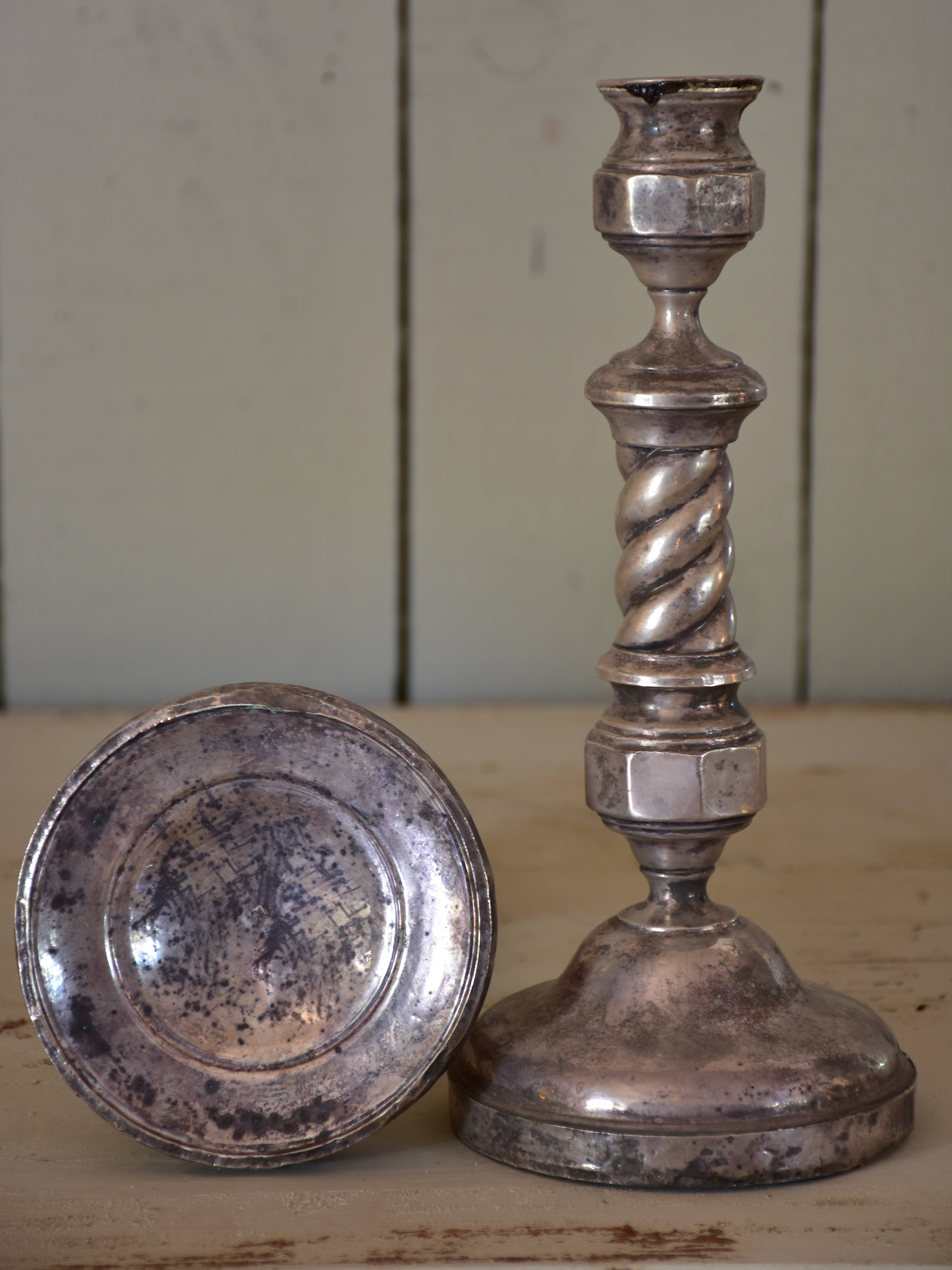 Pair of Louis XIV silver plated candlesticks