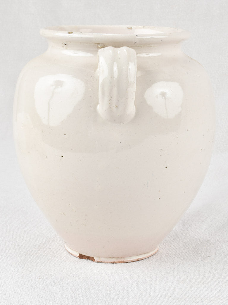Large antique French preserving pot - white glaze 8¼"