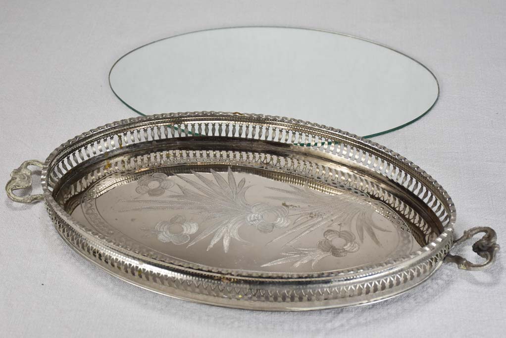 1960's bottle carrier and mirrored tray with pretty gallery