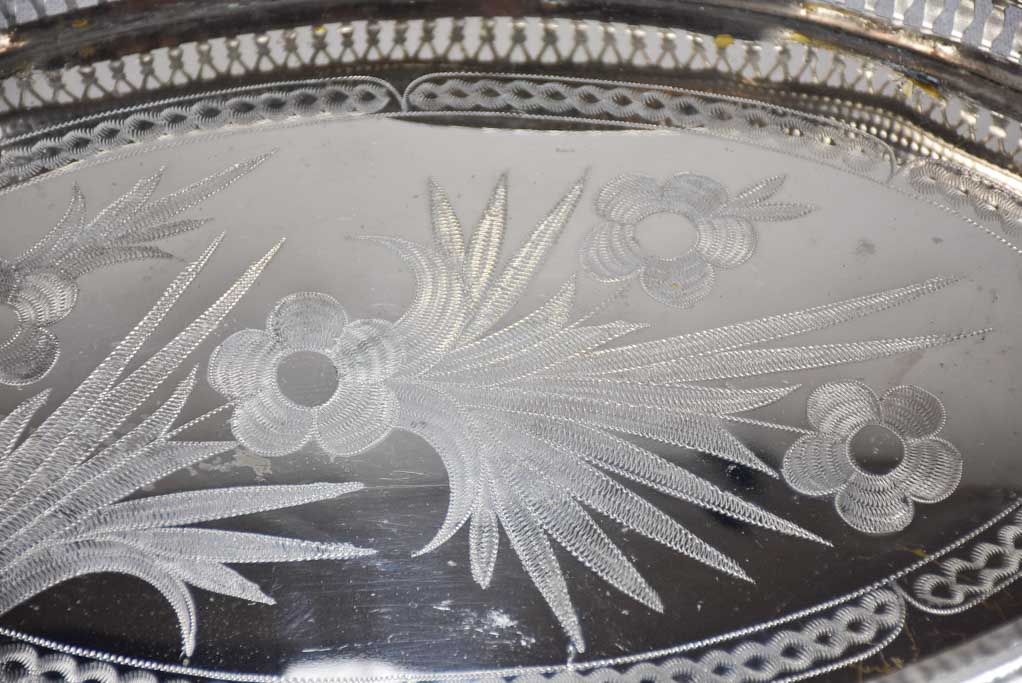 1960's bottle carrier and mirrored tray with pretty gallery