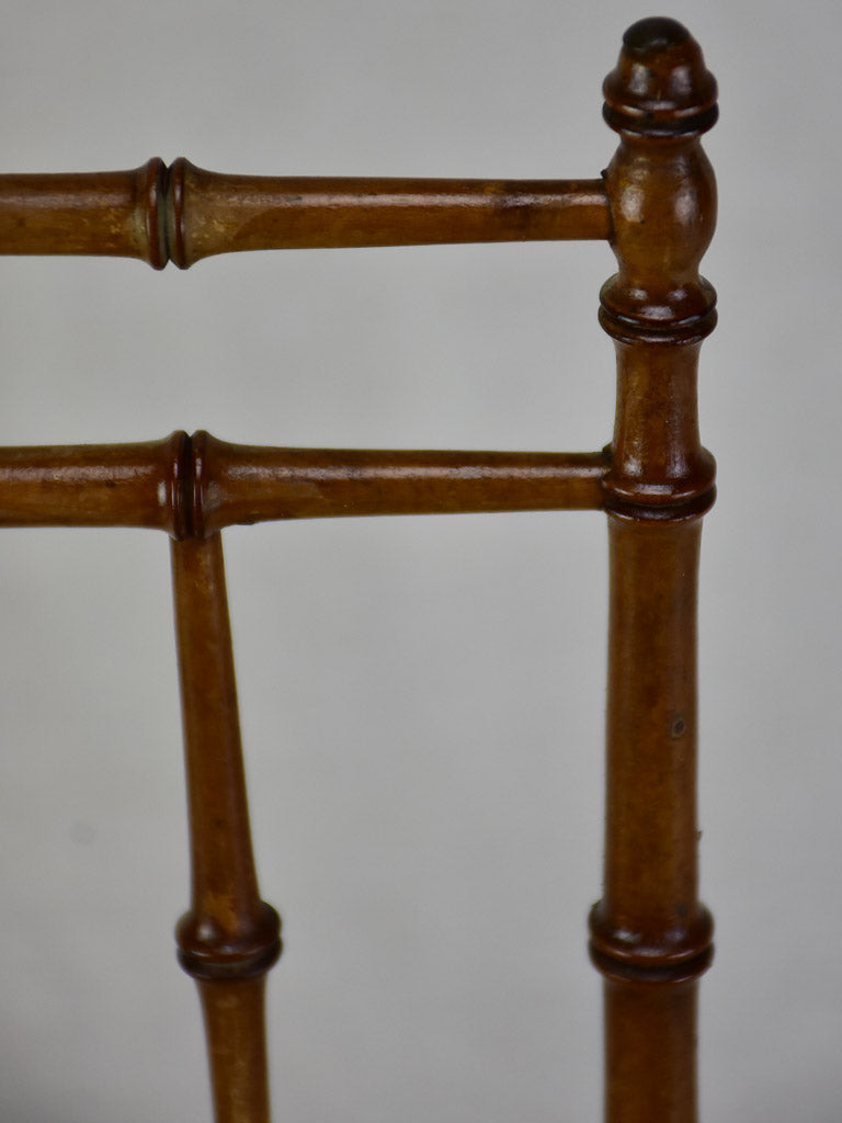 Miniature antique French chair with bamboo frame and cane seat