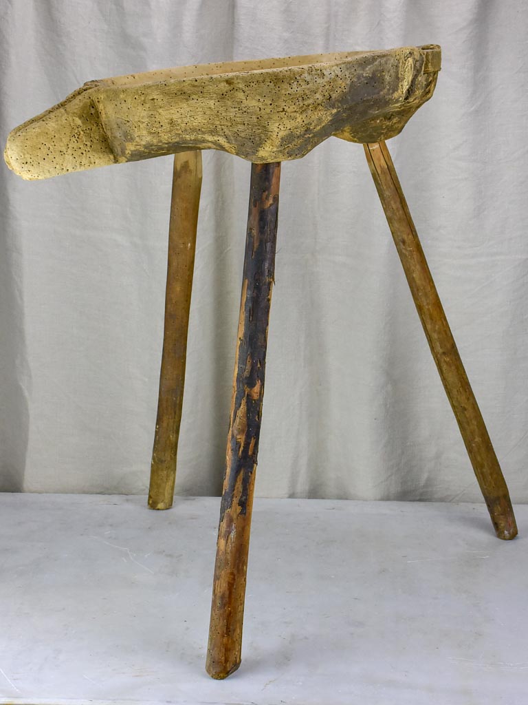 Rustic French cheese draining table with three legs