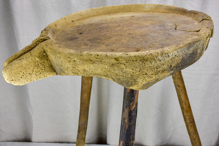Rustic French cheese draining table with three legs
