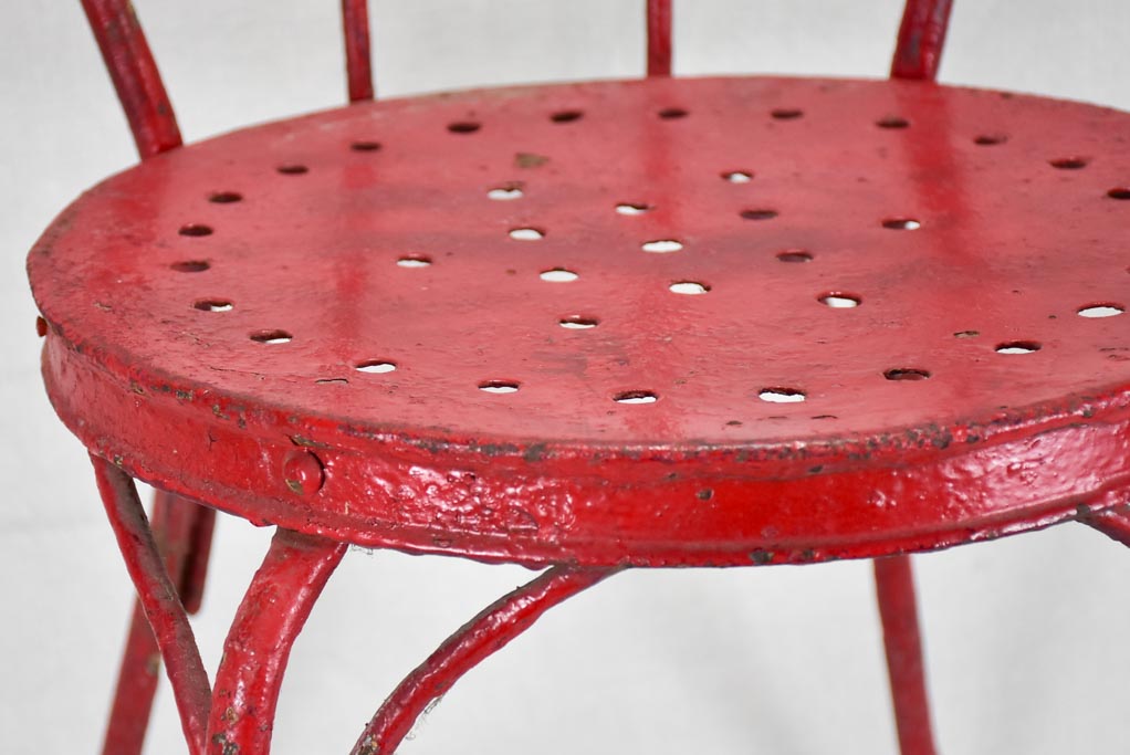 6 antique Italian garden chairs - metal painted red