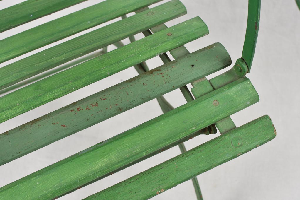 Set of three antique French garden chairs - green