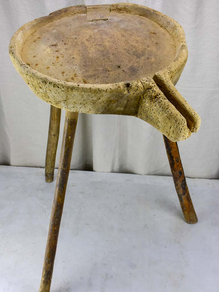 Rustic French cheese draining table with three legs