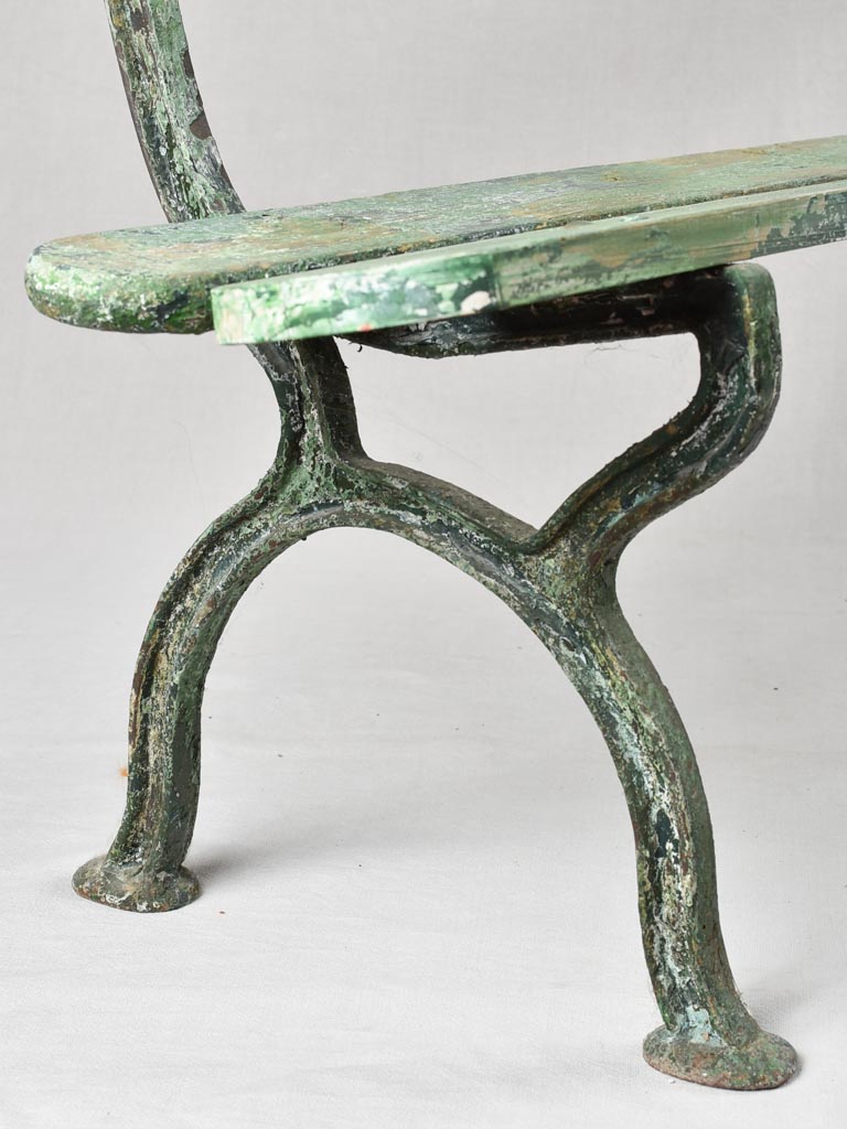 Antique French garden bench with green patina 59"