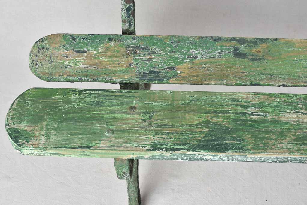 Antique French garden bench with green patina 59"