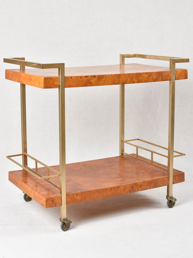 1970s French bar cart - elm wood
