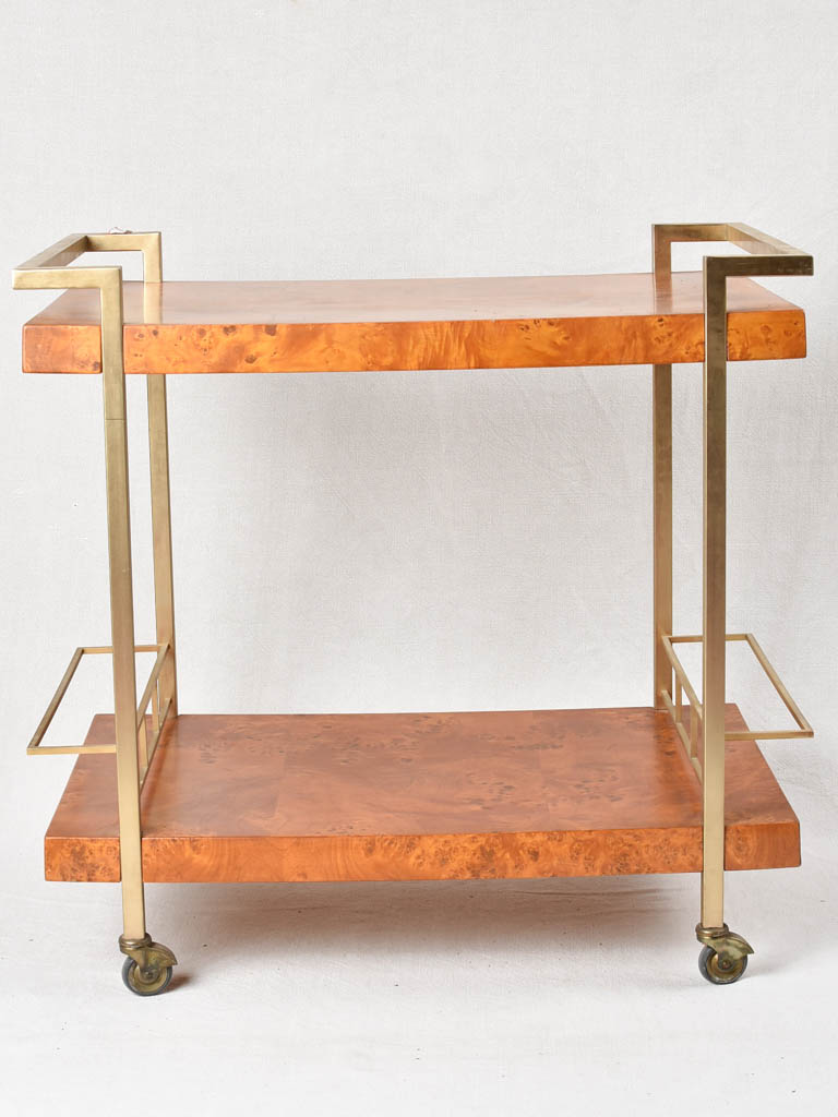 1970s French bar cart - elm wood